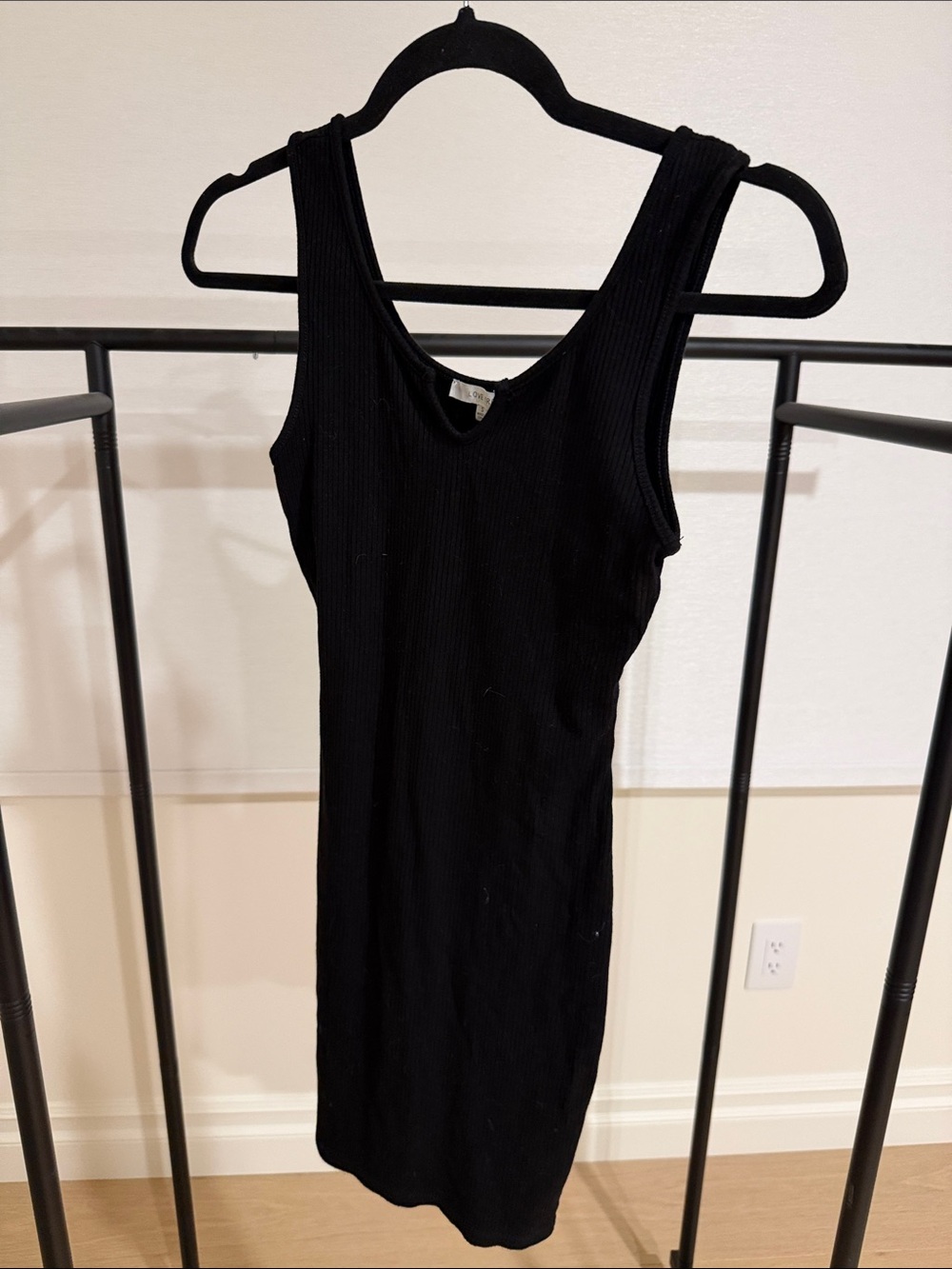 Love Tree Black Ribbed Tank Midi Dress